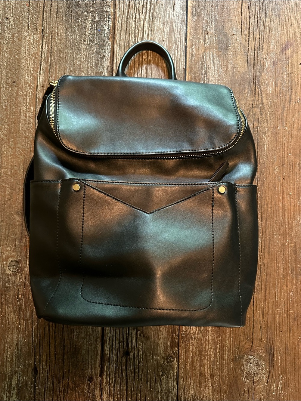 Clarks Black Smooth Faux-Leather Backpack